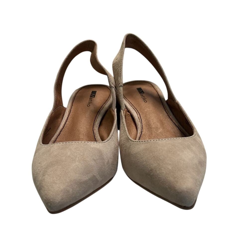 NIB Matiko Circa Peach-Nude Suede Slingback Pointy Toe Round Heel Sandal- US 5 - Picture 5 of 8